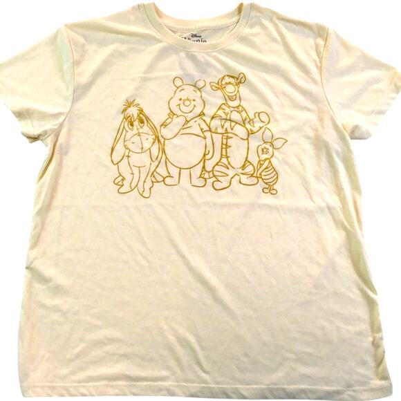 Disney Winnie the Pooh Friends T-Shirt Yellow Gold Size Large - Picture 1 of 3